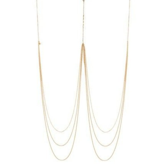 NIB Rebecca Minkoff Triangle Stud Body Chain - gold tone - Picture 3 of 5